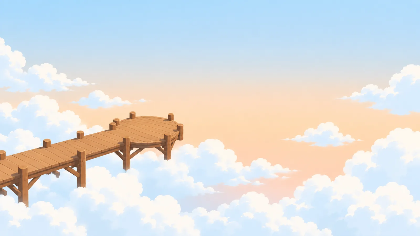 A wooden dock reaching into the afternoon clouds